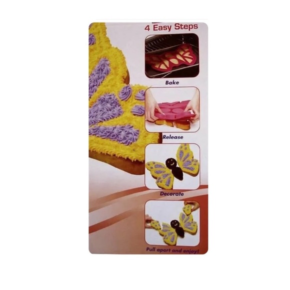 Create and Celebrate pink Butterfly Pull-Apart Cupcake Silicone Baking Pan.NWT - Picture 3 of 3